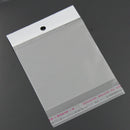 100 Resealable Self-Sealing Bags with Hang Tags, usable space 9x7cm, (3-1/2 x 2-3/4") bulk cello bags, cellophane jewelry bags, bag0032