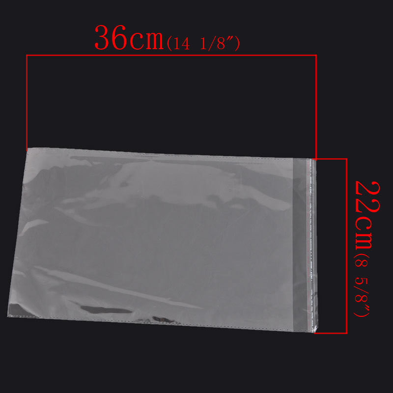 50 Large Resealable Self-Sealing Bags, usable space 22x33cm, (8-3/8" x 13") bulk package cello bags, cellophane jewelry bags - bag0043