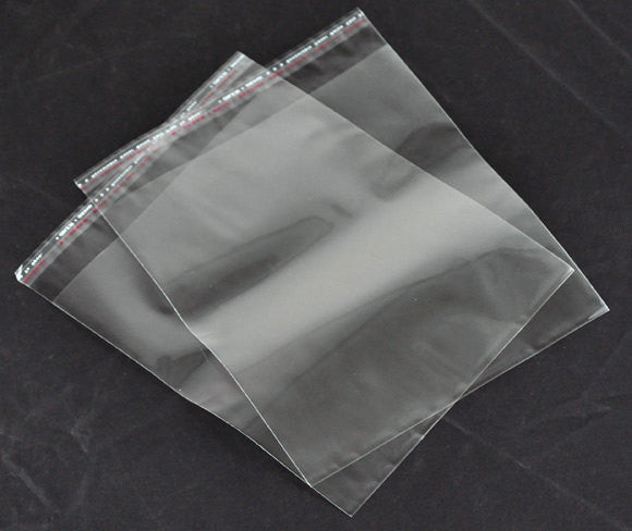 100 Large Resealable Self-Sealing Bags, usable space 17.5x16cm (6-7/8" x 6-1/3") bulk package cello bags - bag0027
