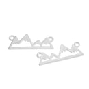 10 Silver Plated Snowy MOUNTAIN PEAKS Range charms, two-hole connector charm pendants, camping, nature, landscape, skiing, chs2804
