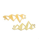 5 Gold Plated Hollow MOUNTAIN PEAKS Range geometric charms, two-hole connector charm pendants, camping, landscape, skiing, chg0573