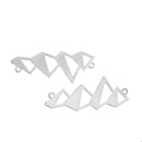 5 Silver Plated Hollow MOUNTAIN Charms, Mountain Peaks charms, two-hole connector charm pendants, camping, landscape, skiing, chs280