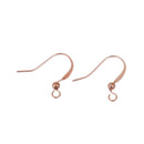 50 Bright ROSE GOLD French Hook Earrings Ear Wires, flattened modern style, ball and eye, (25 pairs) fin0657b