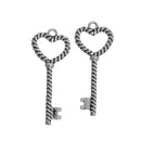 5 Silver Tone TWISTED HEART Key Charm Pendant, 5.2x2cm, key to my heart, love charm, chs2800
