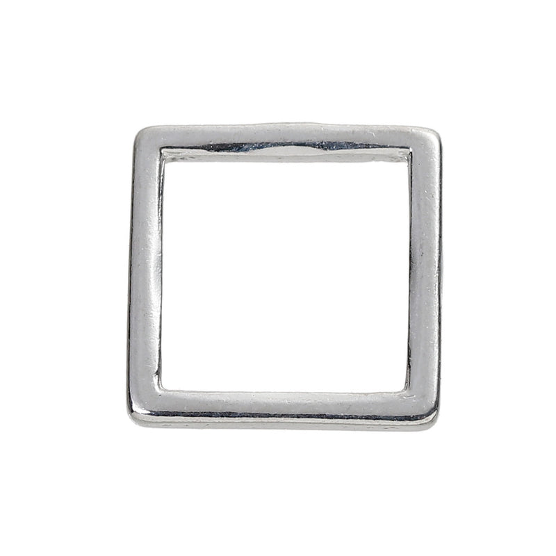 30 Bright Silver Plated SQUARE GEOMETRIC CONNECTORS Brass Jewelry Metal Links, 13mm (about 1/2") chs2806