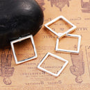 30 Bright Silver Plated SQUARE GEOMETRIC CONNECTORS Brass Jewelry Metal Links, 13mm (about 1/2") chs2806