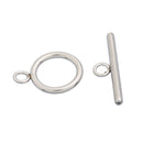 10 Sets Stainless Steel Silver Metal Circle Toggle Clasps, non-tarnish clasp, Plain Simple Design, (20pcs) fcl0225