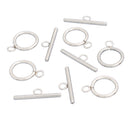 10 Sets Stainless Steel Silver Metal Circle Toggle Clasps, non-tarnish clasp, Plain Simple Design, (20pcs) fcl0225