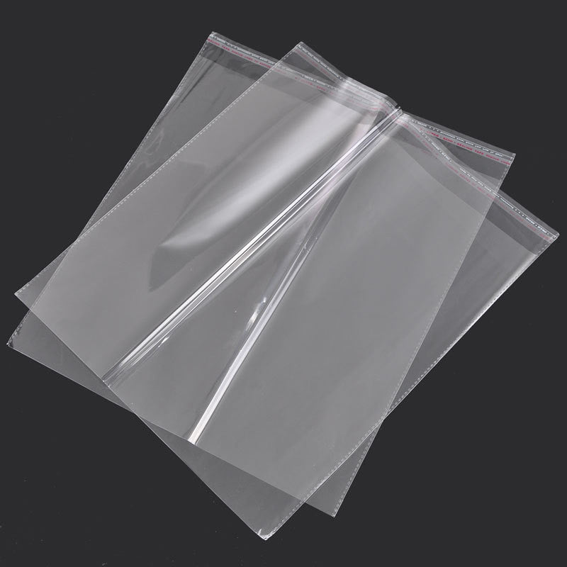 50 Large Resealable Self-Sealing Bags, usable space 32x33cm (12-5/8" x 13") bulk package cello bags - bag0031