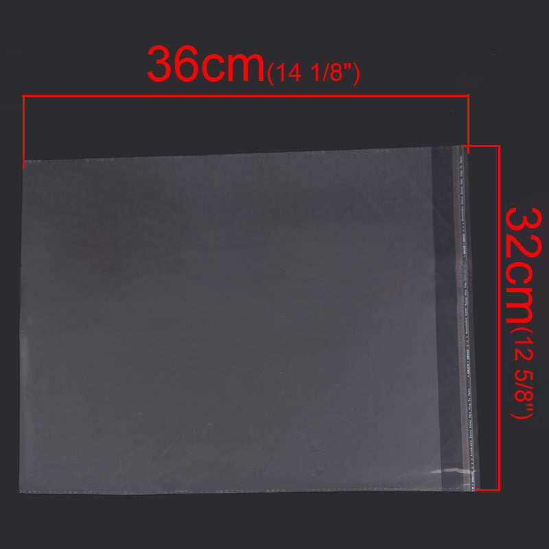 50 Large Resealable Self-Sealing Bags, usable space 32x33cm (12-5/8" x 13") bulk package cello bags - bag0031