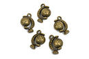 4 Antiqued Gold Bronze Tone Metal SPINNING GLOBE Moveable Charm Pendants, 18x12mm, chb0020