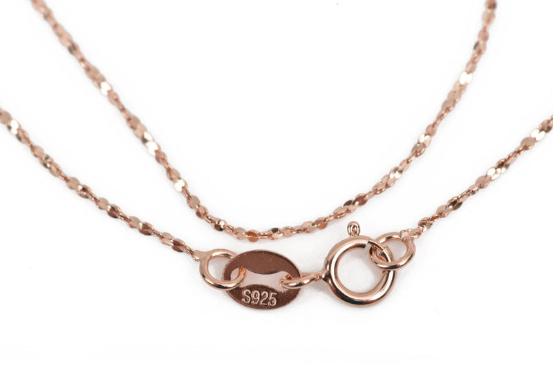 5 Sterling Silver ROSE GOLD Necklace Chains, 18" long Thin Diamond Cut Chain links are 0.8mm, pms0411