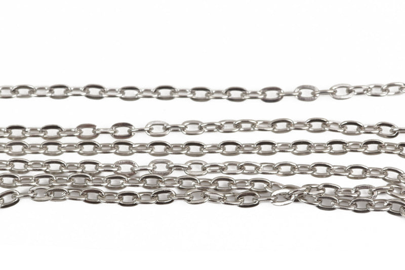 5 meters CABLE LINK CHAIN Silver Unsoldered Links, 4x3mm links, for bracelets, necklaces, fch0560