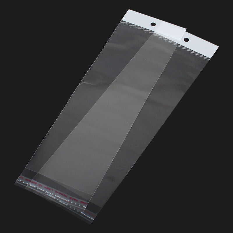 200 Resealable Self-Sealing Bags with Hang Tags, usable space 21x6cm, (8-1/4 x 2-3/8") bulk cello bags - bag0033