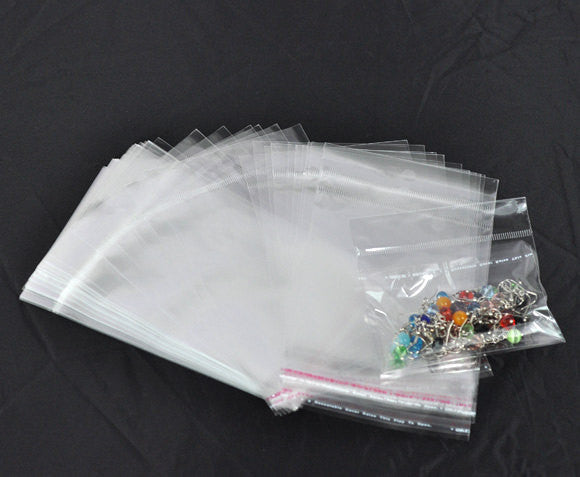 200 Resealable Self-Sealing Bags with Hang Tags, usable space 11x10cm, (4-1/3 x 3-7/8") bulk cello bags - bag0034