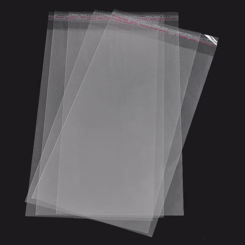 50 Large Resealable Self-Sealing Bags, usable space 28x16cm, (11" x 6-1/4") bulk package cello bags - bag0037