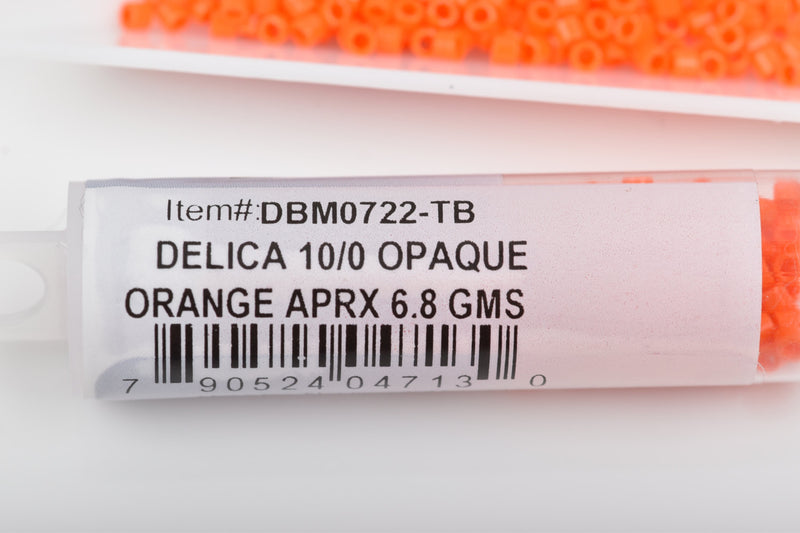 Size 10/0 Miyuki Delica Seed Beads, OPAQUE ORANGE, 6.8 Grams, Color DBM0722, bsd0025