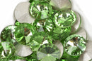 6 ss50 Chaton Rivoli Crystals, PERIDOT GREEN, Point Back Rhinestones, 12mm, Grade A quality, cry0184