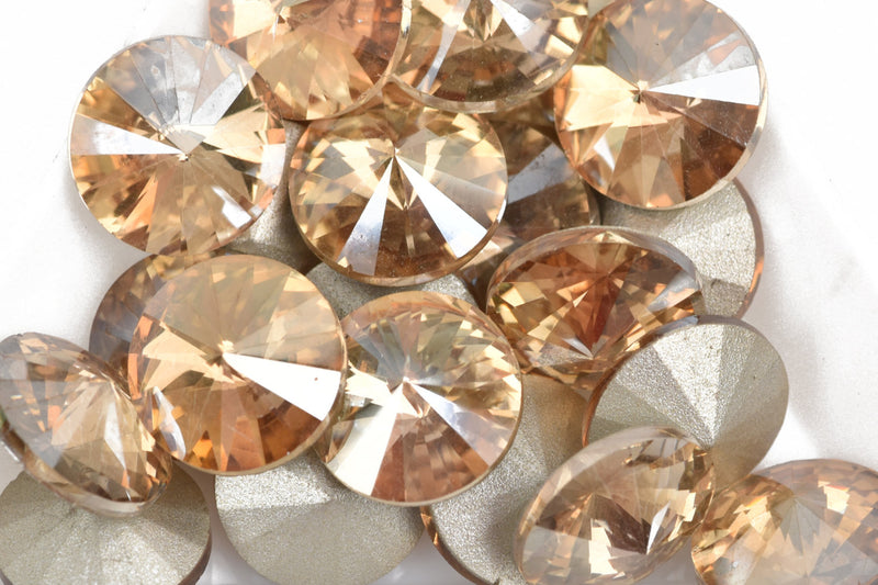 6 ss50 Chaton Rivoli Crystals, LIGHT COLORADO TOPAZ, Point Back Rhinestones, 12mm, Grade A quality, cry0177