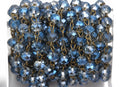 13 feet (4.33 yards) Blue AB Crystal Rondelle Rosary Chain, bronze, 8mm faceted rondelle glass beads, fch0566b