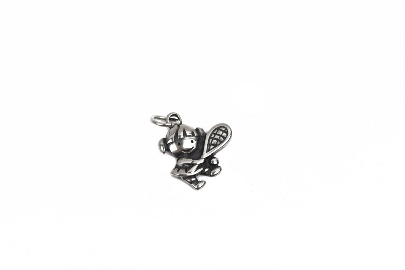 2 Stainless Steel TENNIS PLAYER Racket Charm Pendant, racquetball lacrosse girl sports athlete, 20x18mm, chs2821