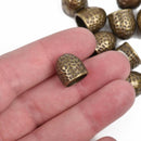 5 Bronze Hammered Textured Tassel End Caps for Kumihimo Jewelry, Leather Cord End Connectors, Bails, Bead Caps, Fits 10mm cord, fin0667