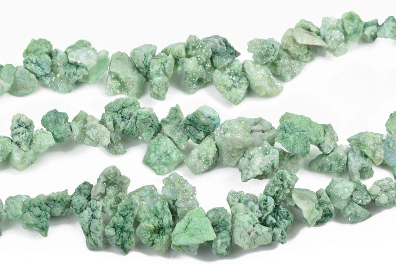green druzy nugget beads