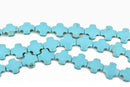 15mm Turquoise Blue Maltese Cross Howlite Stone Beads, full strand, 26 beads, how0652