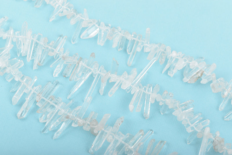 Natural QUARTZ Thin Spike Point Dagger Crystal Beads, clear stone beads, about 5/8" to 1-1/8" long full strand, about 135 beads, gqz0104