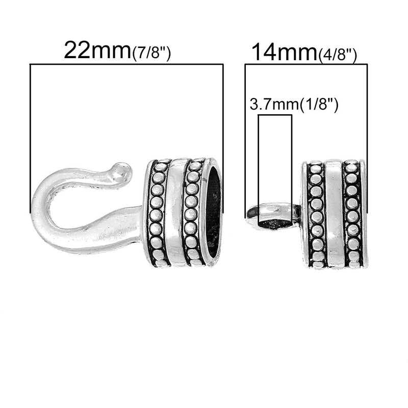 10 Sets Silver End Cap Hook and Eye Clasps for up to 10mm x 6mm Leather Cord, Kumihimo End Connectors, fcl0227