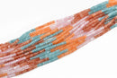 4mm JADE Gemstone Beads, Rondelle Faceted, Mixed Colors light blue, light peach, light pink, tangerine, full strand about 132 beads, gjd0198