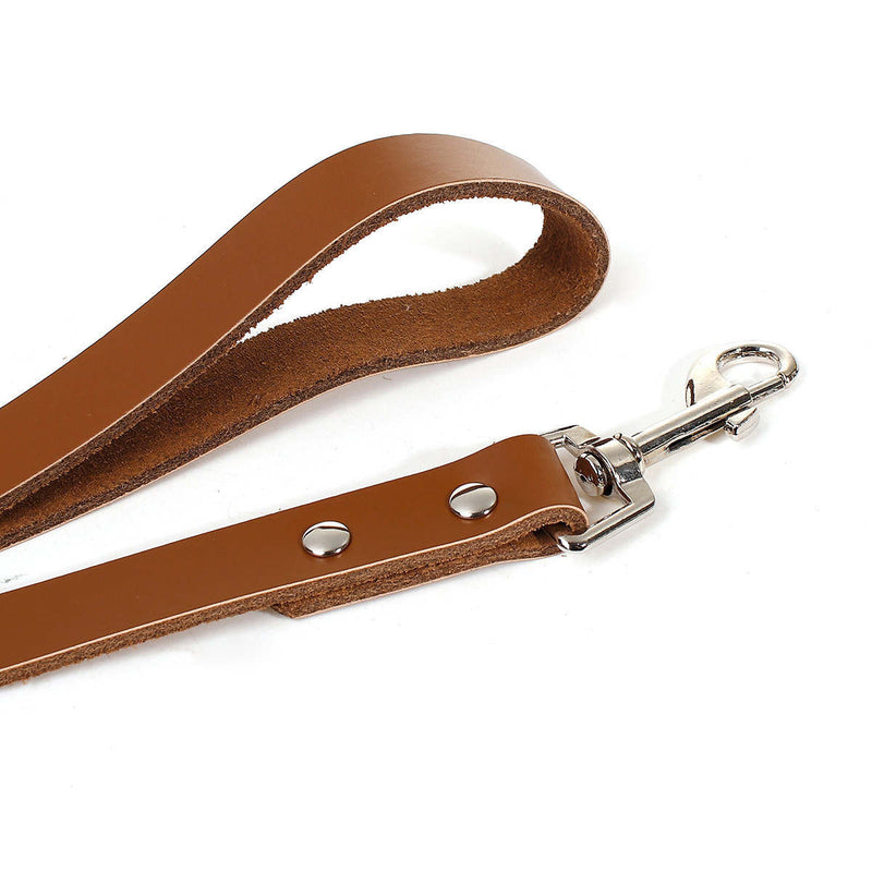 5 TAN LEATHER Pet Leash Blanks, 3/4" wide, for Leather Crafts, 5 cowhide leather dog leashes, silver buckle hardware, 18.5" long, Lth0043