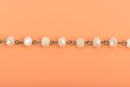 1 yard IVORY Off White Crystal Rondelle Rosary Chain, bronze wire, 8mm faceted rondelle glass beads, fch0586a