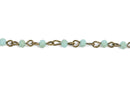 1 yard Blue Green Crystal Rosary Chain, bronze wire, MATTE 4mm rondelle faceted crystal beads, fch0588a