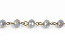 1 yard (3 feet) HEATHER GREY AB Crystal Rondelle Rosary Chain, bronze, 8mm faceted rondelle glass beads, fch0593a