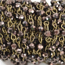 1 yard DARK BRONZE Crystal Rosary Chain, bronze links, 4mm round faceted half-plated crystal bead chain, fch0598a