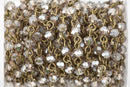 3 feet (1 yard) SMOKE Crystal Rosary Chain, bronze links, 4mm round faceted half-plated crystal bead chain, fch0599a