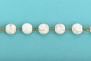 3 feet (1 yard) WHITE Howlite Rosary Chain, bronze wire links, 10mm round stone bead chain, fch0604a