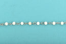 13 feet WHITE Howlite Rosary Chain, silver links, 4mm round stone beads, fch0607b