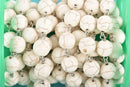 10 feet (3.33 yards) WHITE Howlite Rosary Chain, silver links, 12mm round stone beads, fch0605b