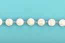 3 feet (1 yard) WHITE Howlite Rosary Chain, silver links, 12mm round stone beads, fch0605a