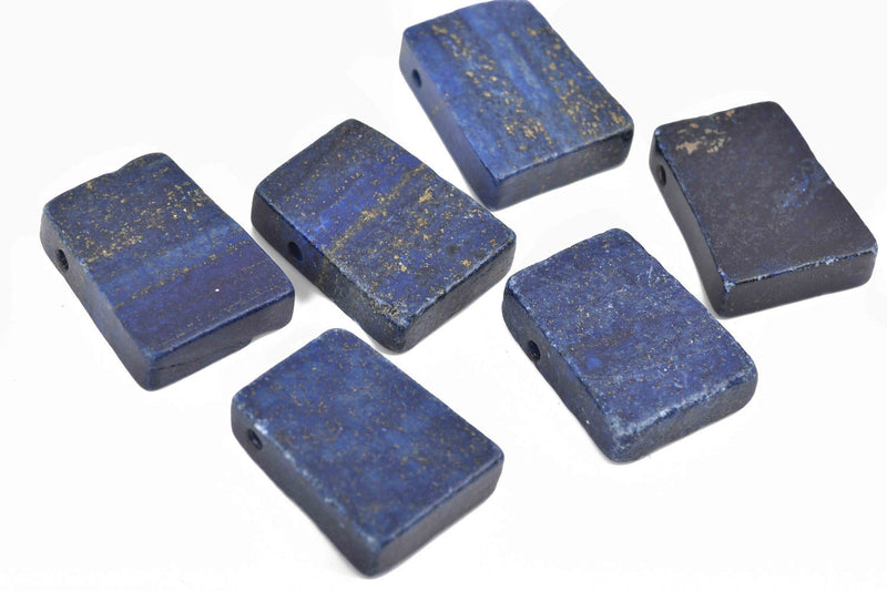 4 LAPIS LAZULI Pendant Beads, 28x22mm trapezoid shape, top drilled, pyrite flecks, gla0018