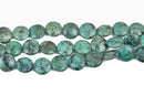 16mm AFRICAN TURQUOISE Coin Beads, Gemstone Beads, green and black, full strand, about 25 beads, gms0043