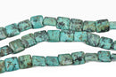 14mm AFRICAN TURQUOISE Square Beads, Square Pillow Gemstone Beads, green and black, full strand, about 29 beads, gms0046