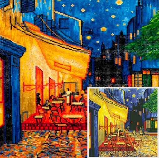 Rhinestone Painting Kit, CAFE AT NIGHT Van Gogh, Diamond Dotz Diamond Embroidery, Diamond Facet Art, Bling Wall Art 20x16" canvas kit0086