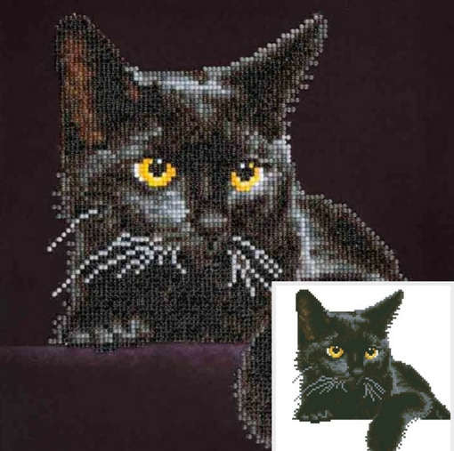 Rhinestone Painting Kit, MIDNIGHT CAT, Diamond Dotz Diamond Embroidery, Diamond Facet Art, Bling Wall Art 11x14" canvas kit0094