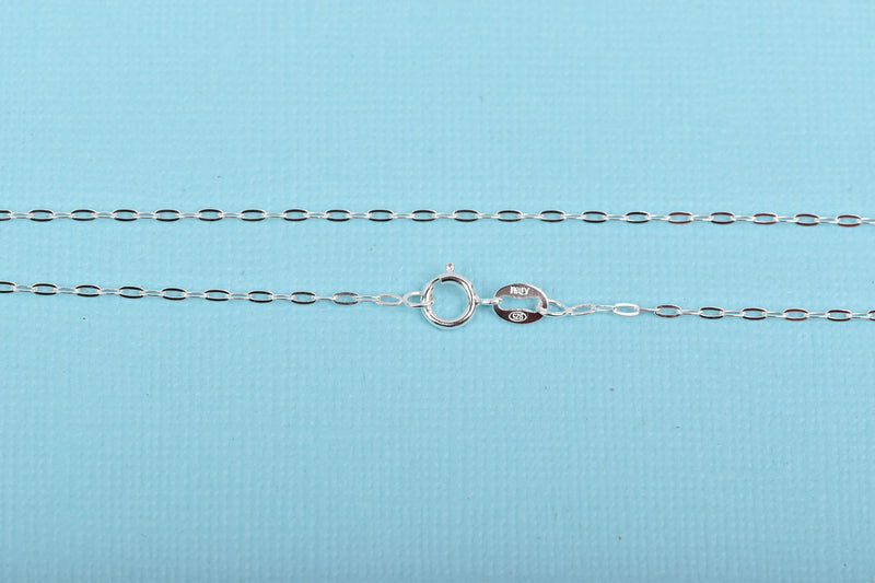 18" Sterling Silver Cable Link Necklace 1.4mm flat oval links, fine chain, thin chain,  delicate chain,  dainty  pms0417