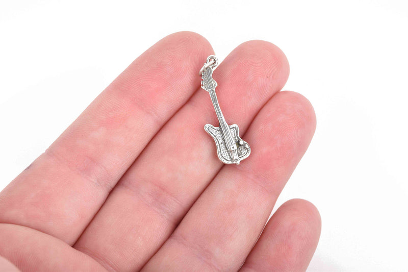 Sterling Silver ELECTRIC GUITAR Charm, 28x9mm, pms0418