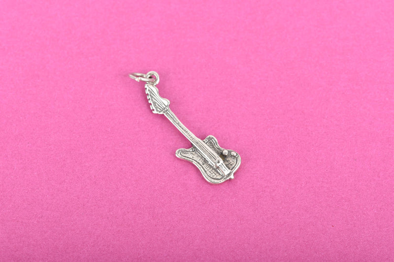 Sterling Silver ELECTRIC GUITAR Charm, 28x9mm, pms0418