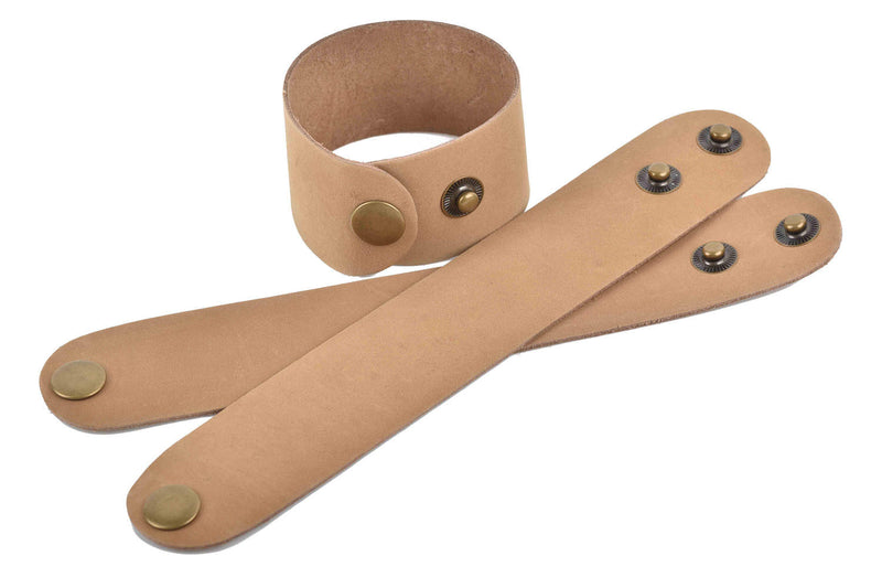 3 TAN Brown LEATHER CUFF Bracelet Blanks, 1.5" wide, 3 leather bracelet cuffs, brass snaps, Lth0044